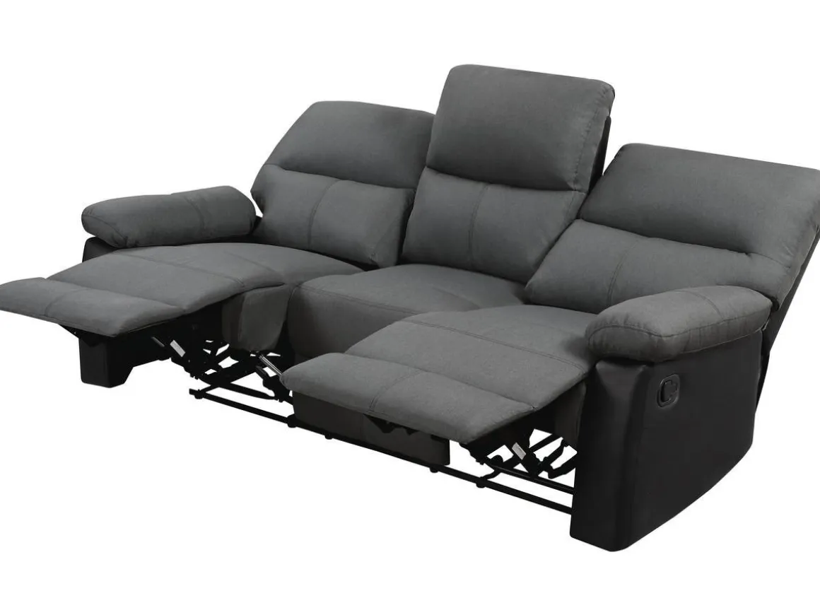 Canapé relax "Lincoln" - 3 places - Noir / Gris foncé
