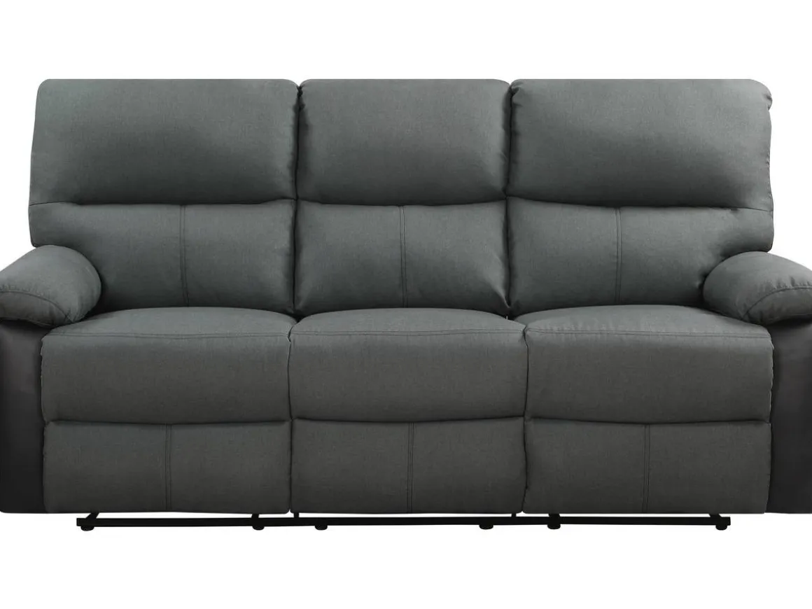 Canapé relax "Lincoln" - 3 places - Noir / Gris foncé