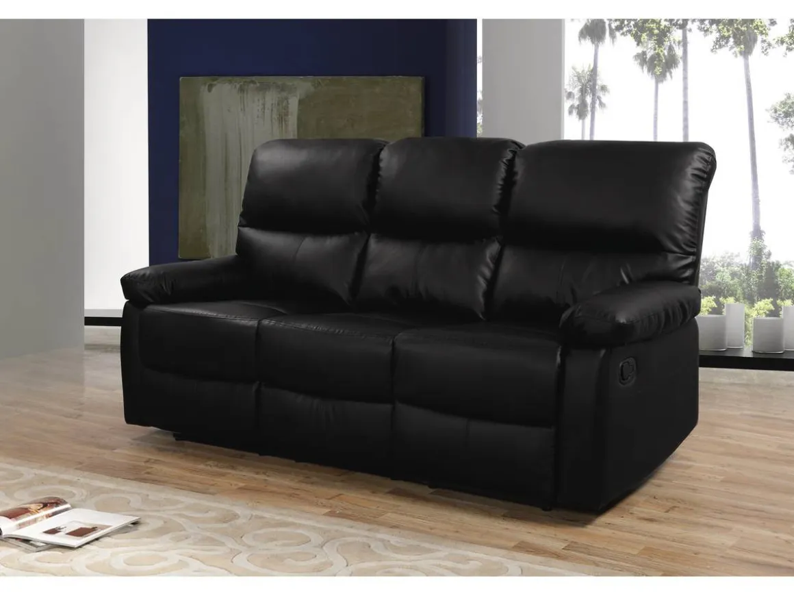 Canapé relax "Lincoln" - 197 x 89 x 103 cm - 3 places - Noir