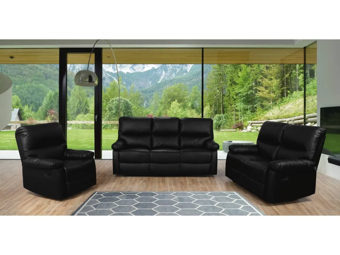 Canapé relax "Lincoln" - 197 x 89 x 103 cm - 3 places - Noir