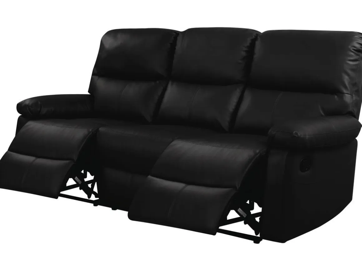Canapé relax "Lincoln" - 197 x 89 x 103 cm - 3 places - Noir