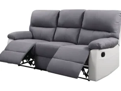 Canapé relax "Lincoln" - 197 x 89 x 103 cm - 3 places - Blanc / Gris clair