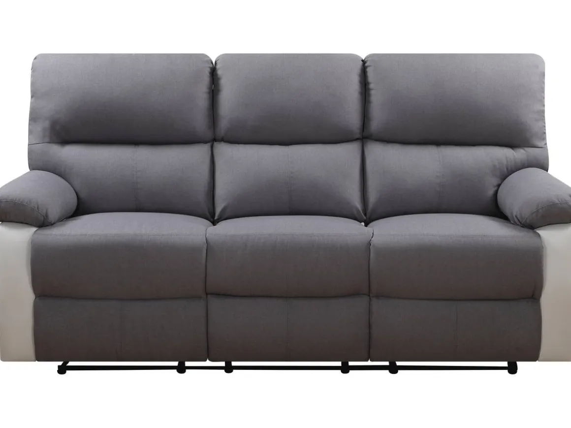 Canapé relax "Lincoln" - 197 x 89 x 103 cm - 3 places - Blanc / Gris clair
