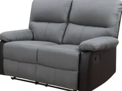 Canapé relax "Lincoln" - 147 x 89 x 103 cm - 2 places - Noir / Gris foncé