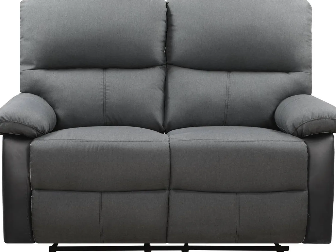 Canapé relax "Lincoln" - 147 x 89 x 103 cm - 2 places - Noir / Gris foncé