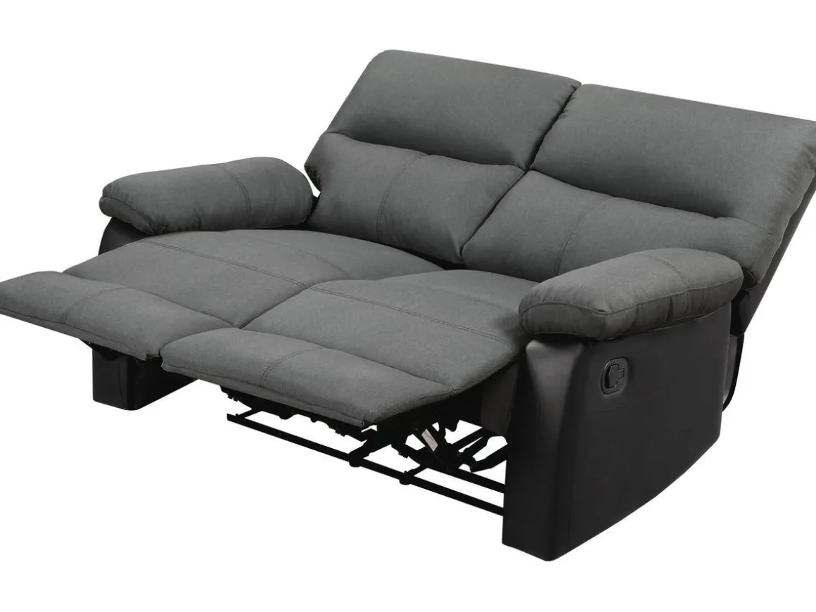 Canapé relax "Lincoln" - 147 x 89 x 103 cm - 2 places - Noir / Gris foncé