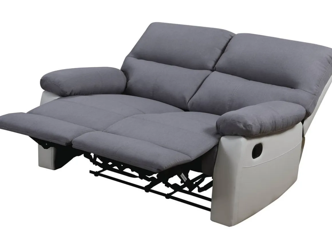 Canapé relax "Lincoln" - 147 x 89 x 103 cm - 2 places - Blanc / gris clair