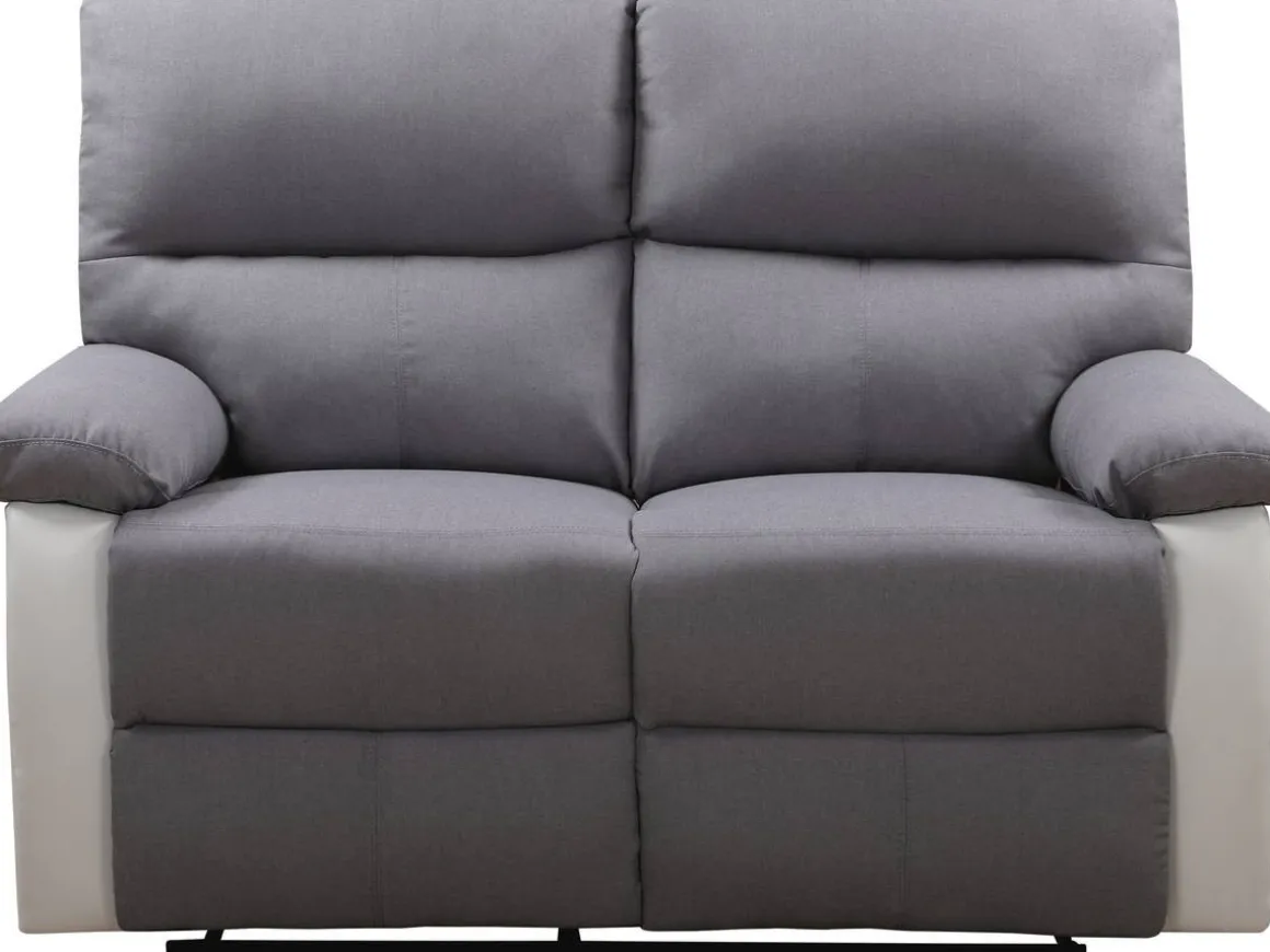 Canapé relax "Lincoln" - 147 x 89 x 103 cm - 2 places - Blanc / gris clair