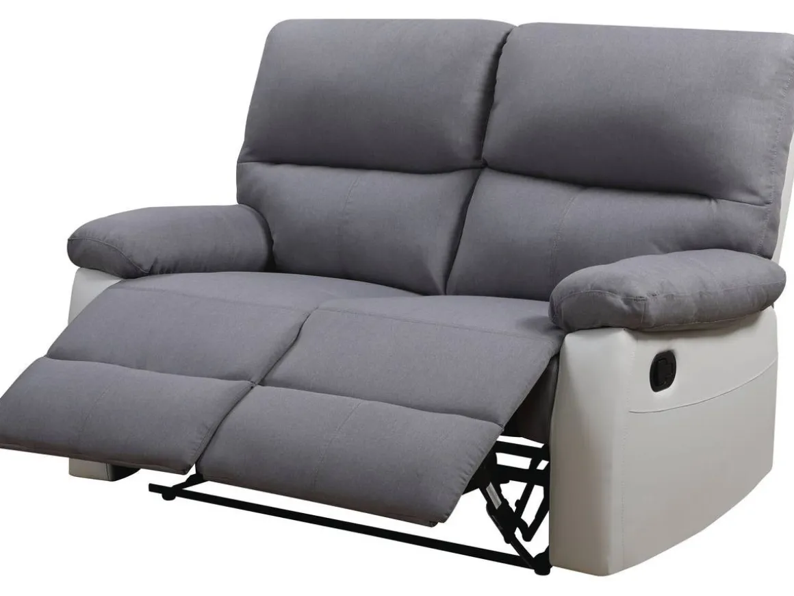 Canapé relax "Lincoln" - 147 x 89 x 103 cm - 2 places - Blanc / gris clair
