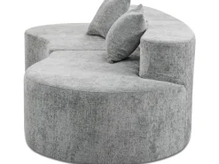 Canapé virgule en tissu texturé "Avola" - 3 places - Gris