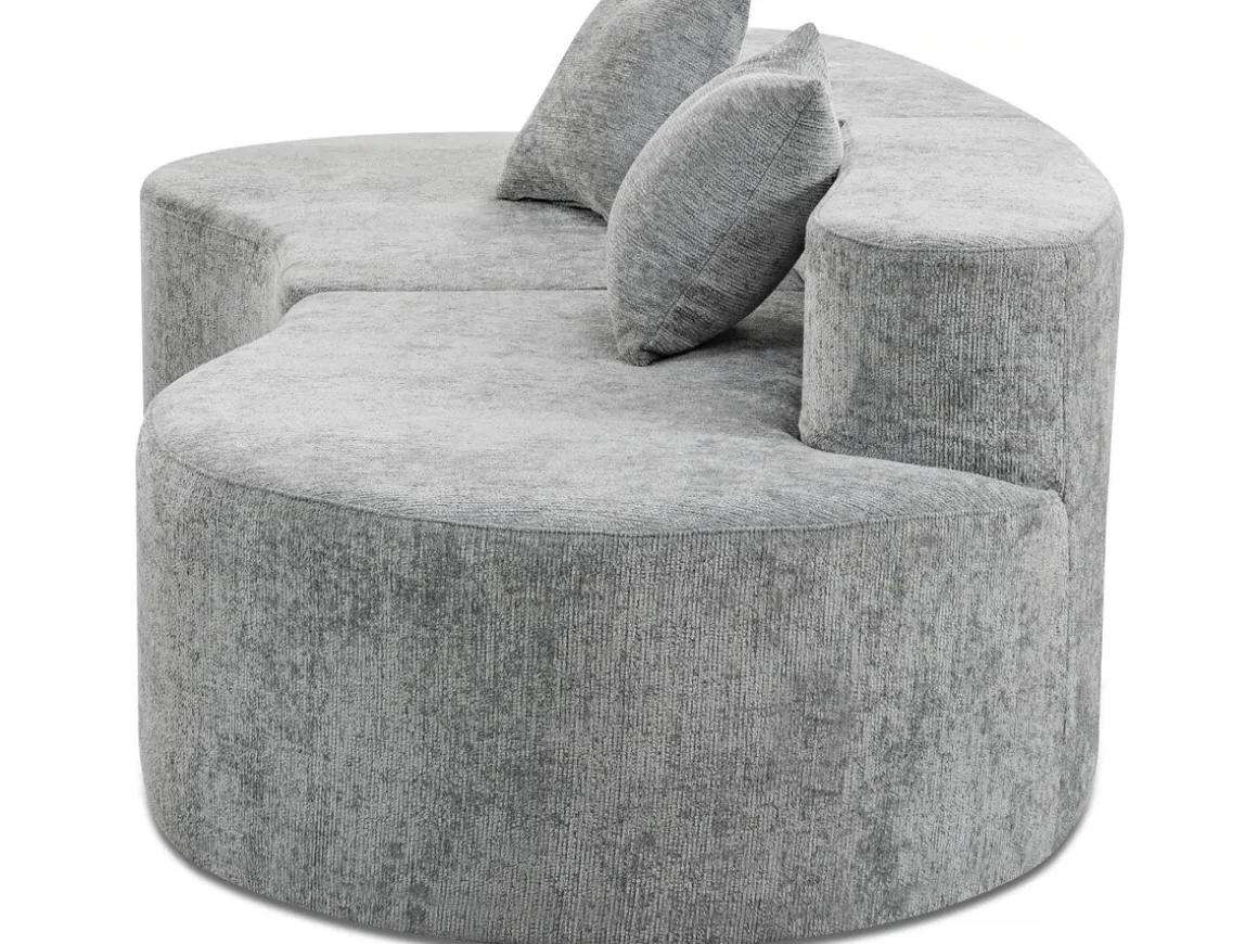 Canapé virgule en tissu texturé "Avola" - 3 places - Gris