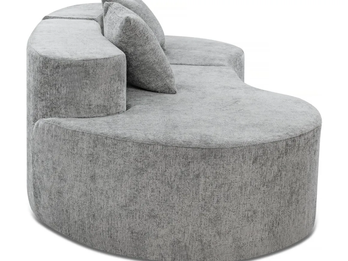 Canapé virgule en tissu texturé "Avola" - 3 places - Gris