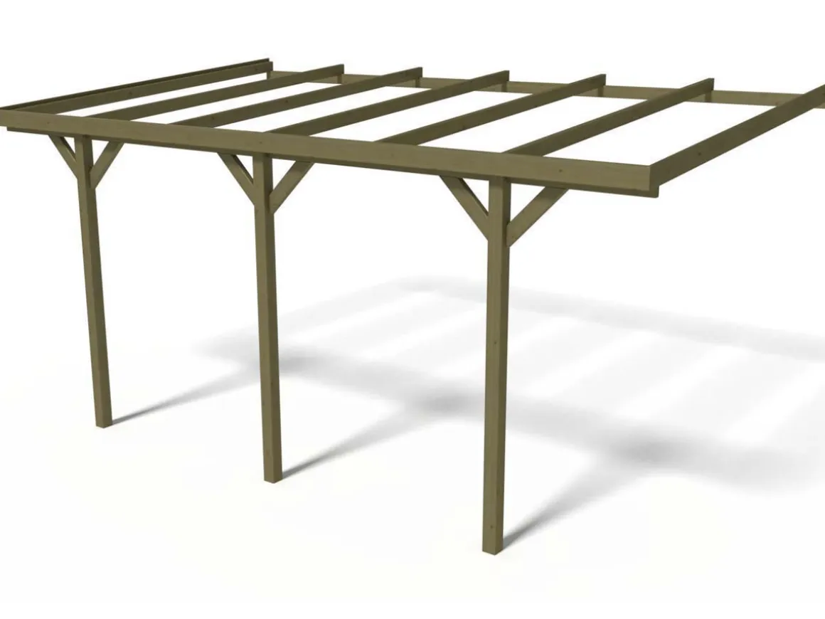 Carport bois adossé voiture "Solar 2" - 300 x 454 x 245 cm