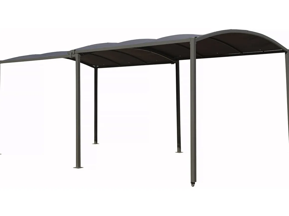 Carport en métal extensible " Mathis" - 303/566 x 295 x 240 cm - Gris