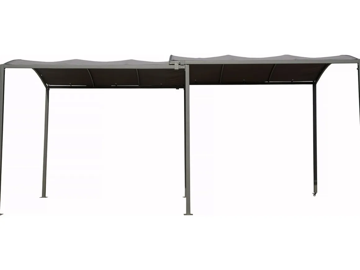 Carport en métal extensible " Mathis" - 303/566 x 295 x 240 cm - Gris