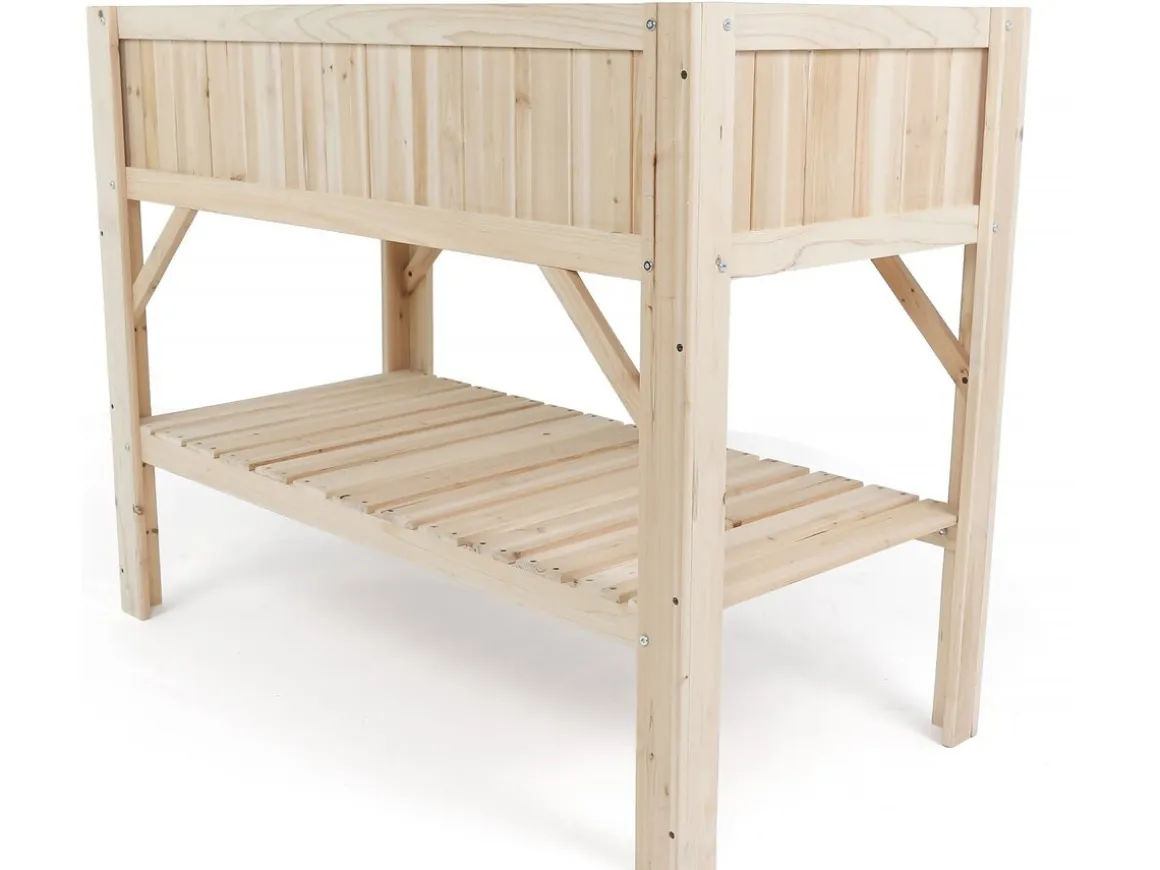 Carré potager en bois sur pieds "Magnolia" - 115 x 57 x 90 cm - Beige