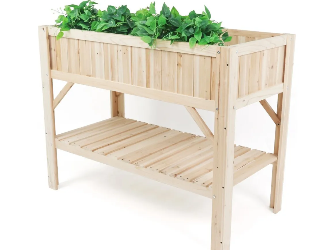 Carré potager en bois sur pieds "Magnolia" - 115 x 57 x 90 cm - Beige
