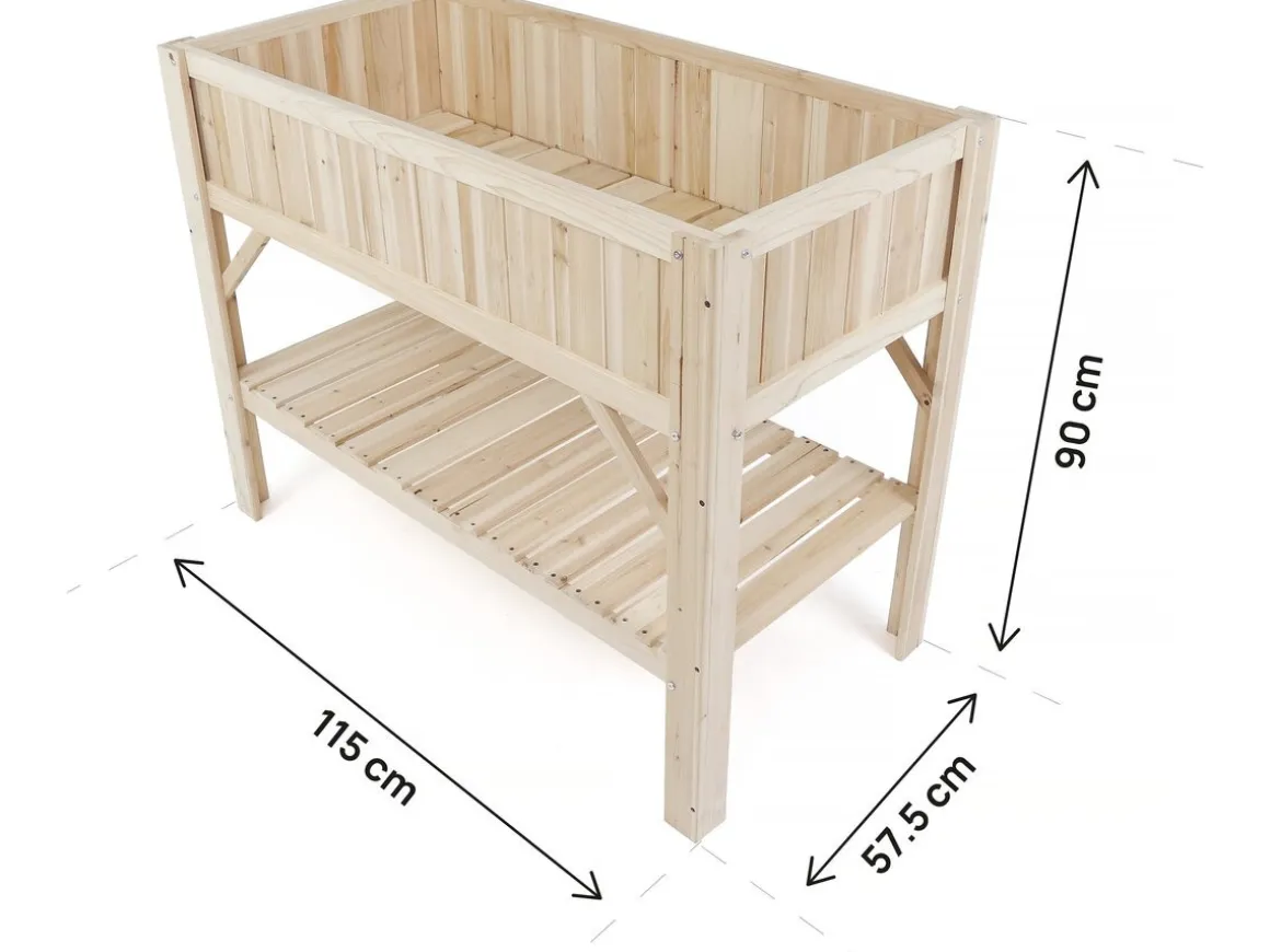 Carré potager en bois sur pieds "Magnolia" - 115 x 57 x 90 cm - Beige