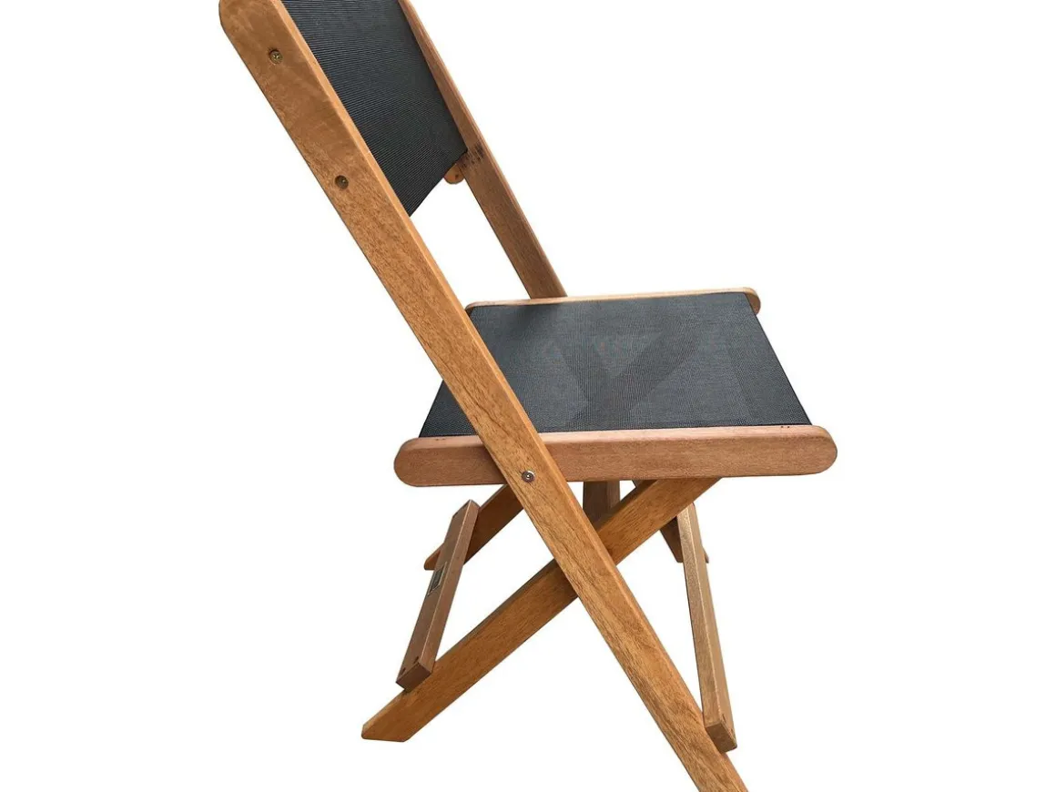 Chaise pliante en bois exotique "Seoul" - Maple - Noir - Lot de 2