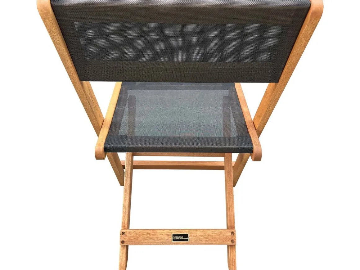 Chaise pliante en bois exotique "Seoul" - Maple - Noir - Lot de 2