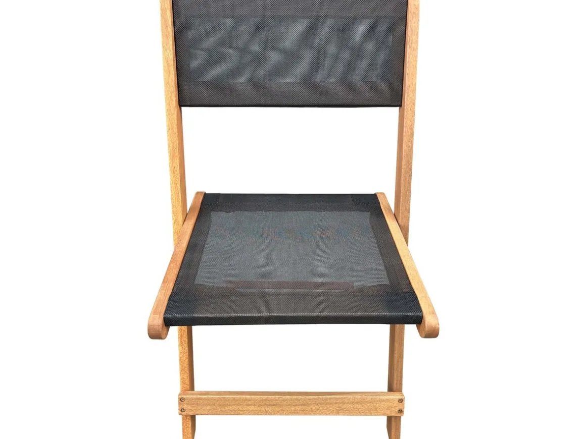 Chaise pliante en bois exotique "Seoul" - Maple - Noir - Lot de 2
