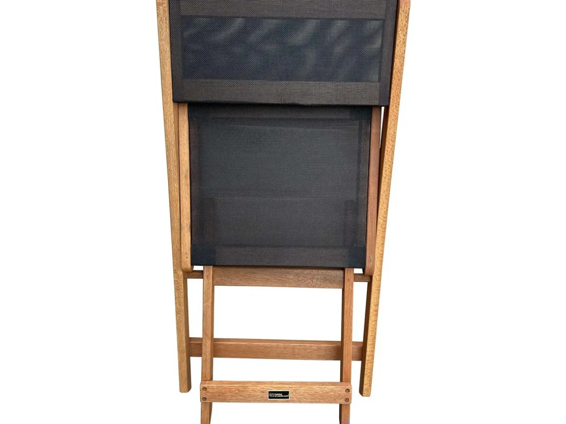 Chaise pliante en bois exotique "Seoul" - Maple - Noir - Lot de 2