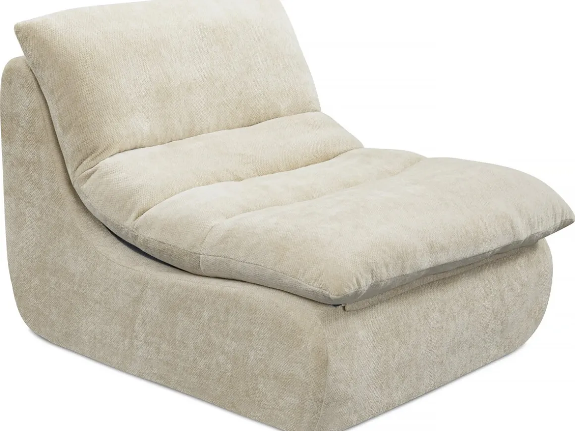 Chauffeuse en tissu texturé "Candela" - 81 x 96 x 75 cm - Beige
