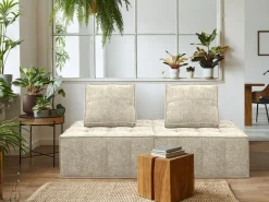 Chauffeuse en tissu texturé "Velluto" - 96 x 100 x 89 cm - Beige