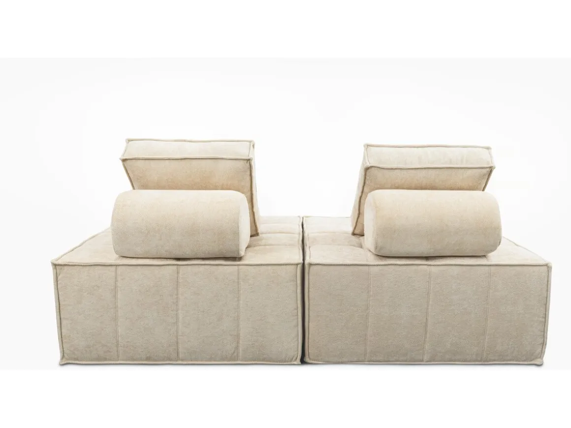 Chauffeuse en tissu texturé "Velluto" - 96 x 100 x 89 cm - Beige