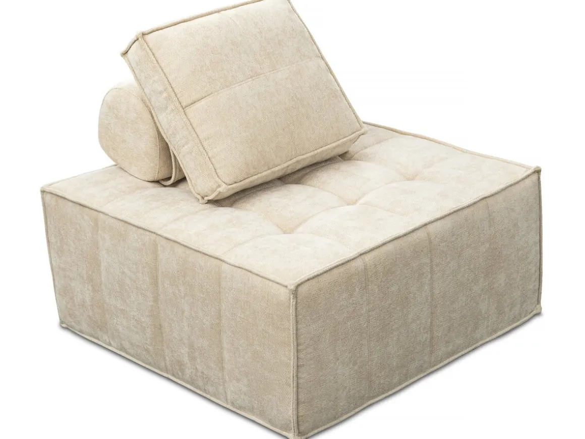 Chauffeuse en tissu texturé "Velluto" - 96 x 100 x 89 cm - Beige
