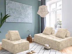Chauffeuse en tissu texturé