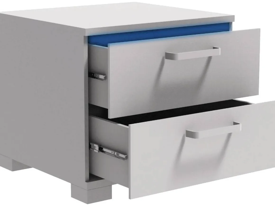 Chevet LED "Karina" - 41 x 38 x 39 cm - Blanc