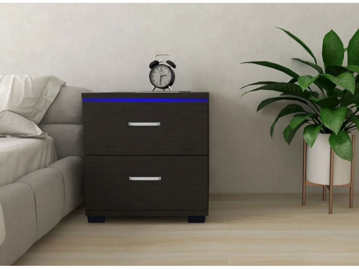 Chevet LED "Karina" - 41 x 38 x 41.5 cm - Noir