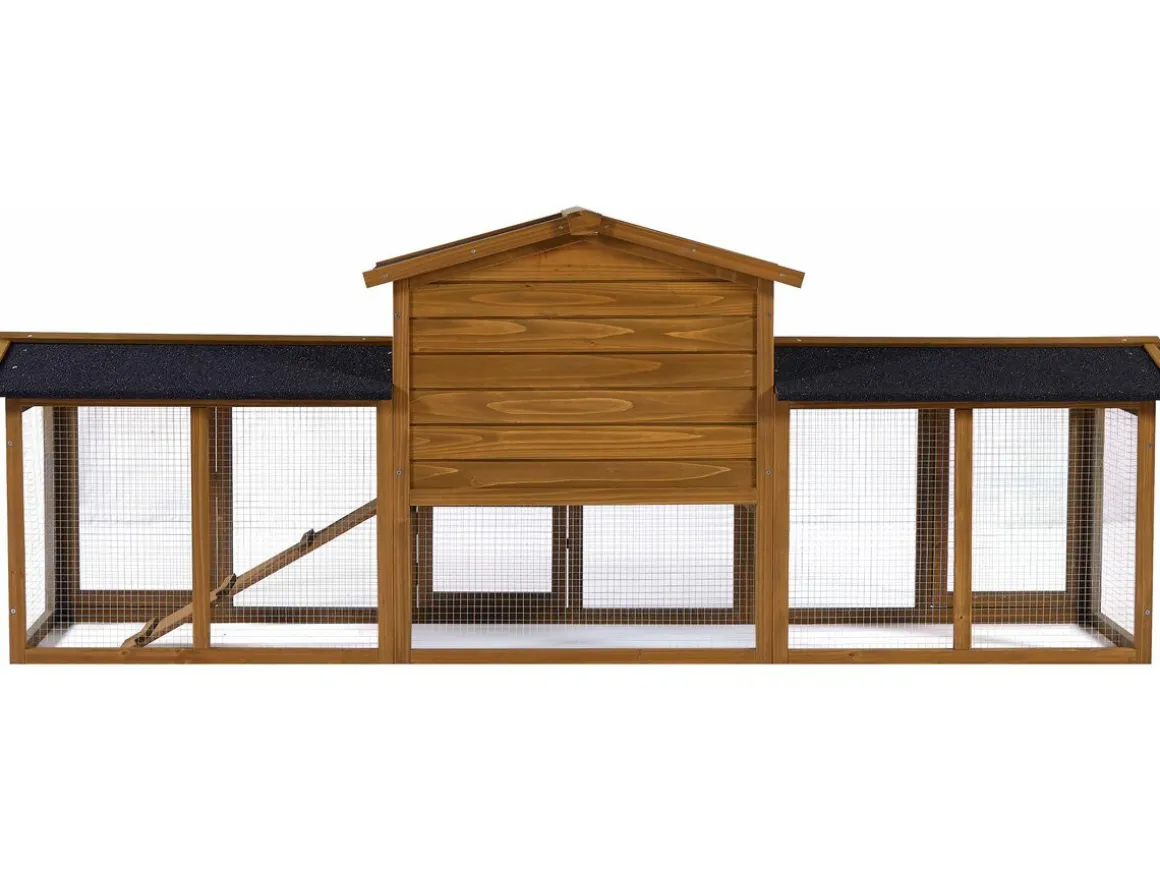 Clapier pour lapin avec 1 étage en bois "Galina" - 224 x 53 x 84 cm - Marron