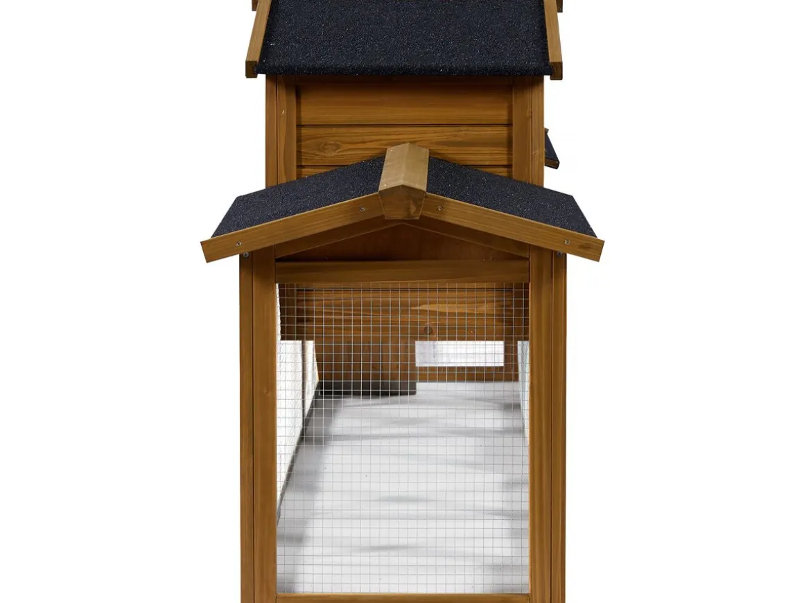 Clapier pour lapin avec 1 étage en bois "Galina" - 224 x 53 x 84 cm - Marron