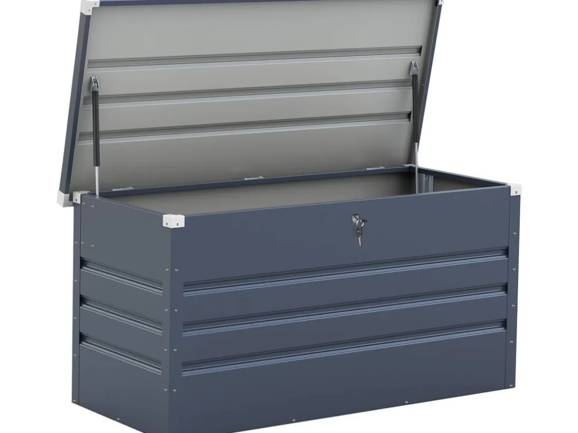 Coffre de jardin métal "Store" - 480 L - 132 x 61 x 60 cm - Gris
