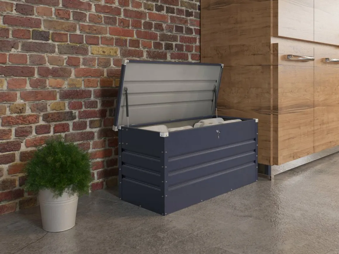 Coffre de jardin métal "Store" - 480 L - 132 x 61 x 60 cm - Gris