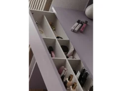 Coiffeuse avec miroir en bois "Harmony Mini Round" - 90 x 40 x 133 cm - Violet