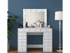 Coiffeuse avec miroir en bois
