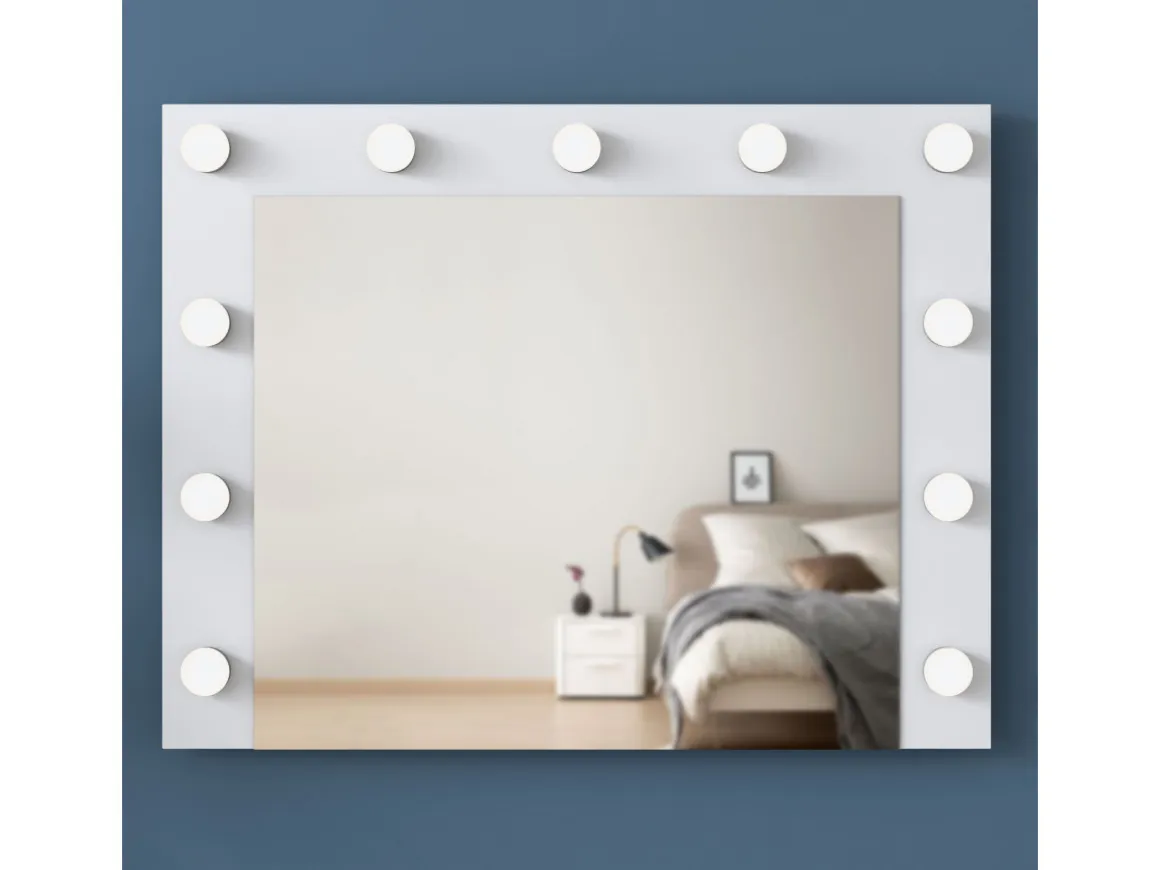 Coiffeuse avec miroir en bois "Sirma" - 120 x 44 x 82 cm - Blanc
