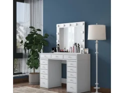 Coiffeuse avec miroir en bois