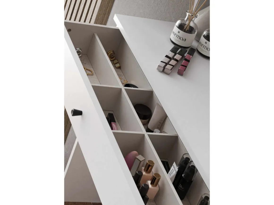 Coiffeuse avec miroir en bois "Harmony Mini Amorphous" - 90 x 40 x 133 cm - Blanc