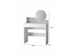 Coiffeuse avec miroir en bois "Harmony Mini Round" - 90 x 40 x 133 cm - Blanc