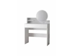 Coiffeuse avec miroir en bois "Harmony Mini Round" - 90 x 40 x 133 cm - Blanc