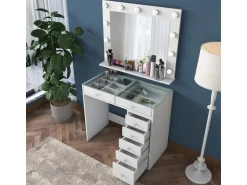 Coiffeuse avec miroir en bois 
