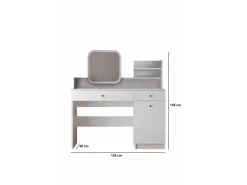 Coiffeuse avec miroir en bois "Harmony Square" - 124 x 40 x 135 cm - Blanc