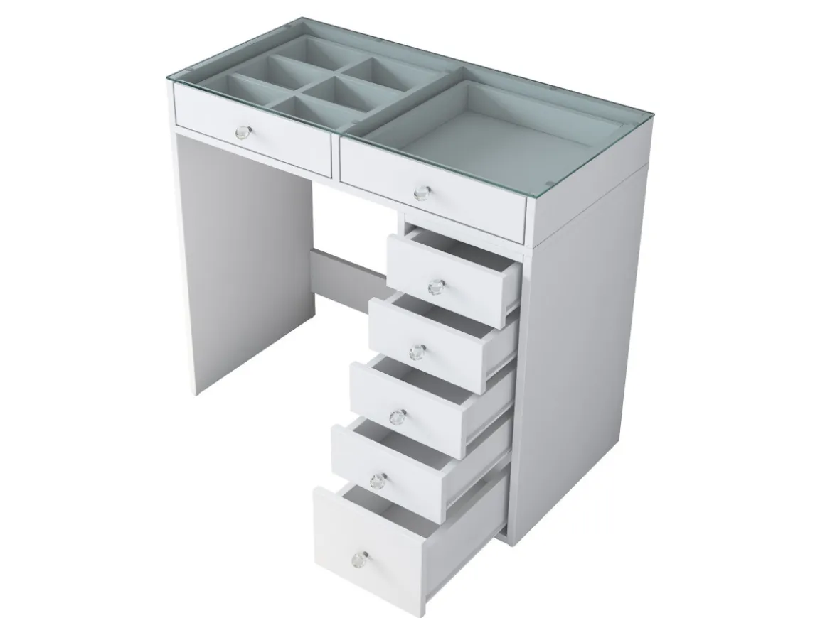 Coiffeuse avec tiroirs intégrés en bois "Soma" - 90 x 44 x 80 cm - Blanc
