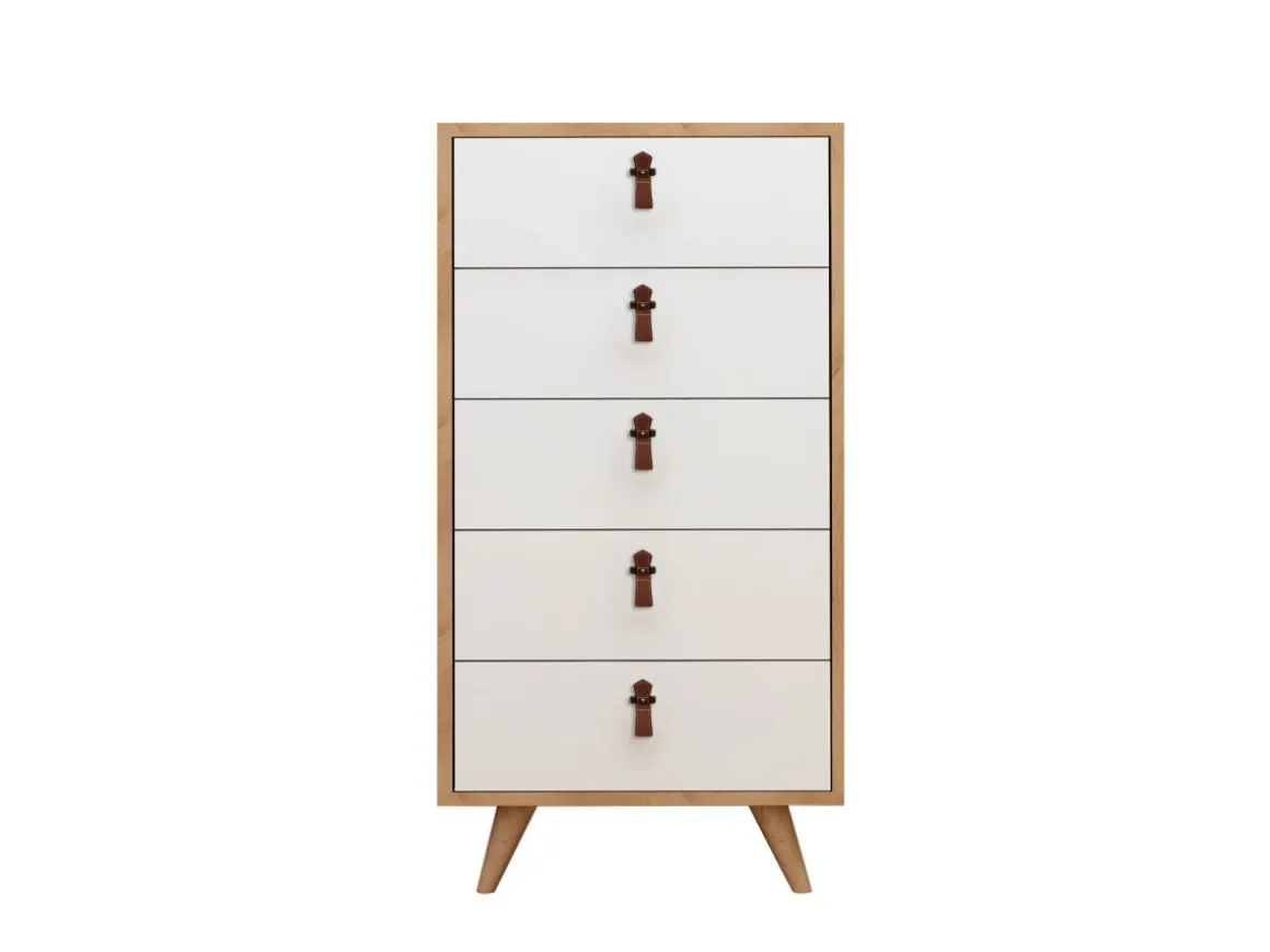 Commode en bois "Frenzu" - 50 x 40 x 103 cm - Blanc
