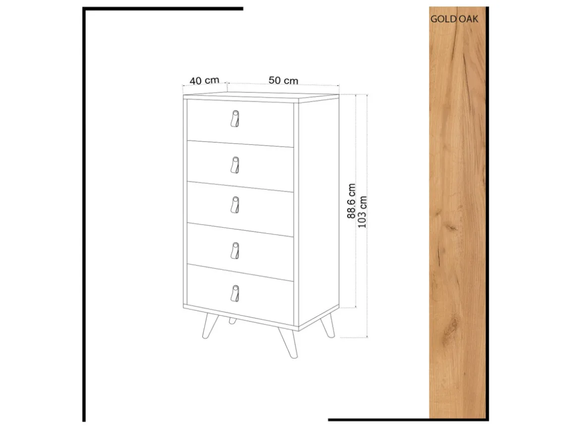 Commode en bois "Frenzu" - 50 x 40 x 103 cm - Blanc