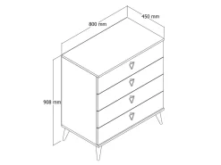Commode en bois "Versa-Ce" - 80 x 45 x 90 cm - Blanc